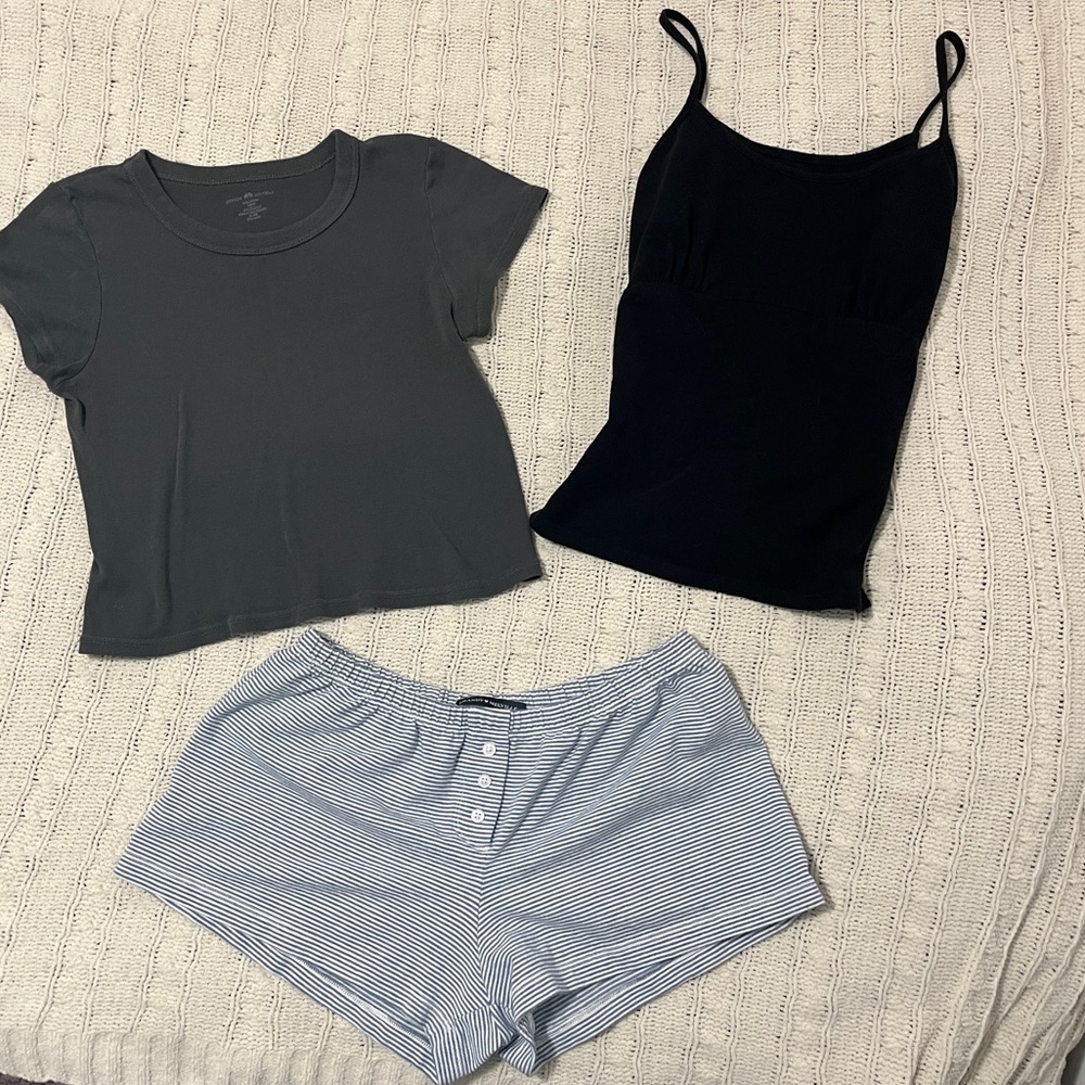 brandy melville bundle (cami tank top, baby tee shirt, shorts)